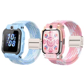 Gittos Pack of 2 Magnetic Wristbands Compatible with imoo Watch Phone Z7/Z6/Z1 Children's Bracelets Elastic Braided Replacement Strap for Girls Boys, Cotton
