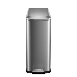 13.2 Gallon / 50L Kitchen Trash Can, Slim Stainless Steel Garbage Can with Removable Inner Bucket, Fingerprint-Proof Step Rubbish Bin with Soft-Close Lid for Narrow Space, Silver