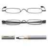 Mini Slim Pen Reading Glasses with Portable Clip Case Small