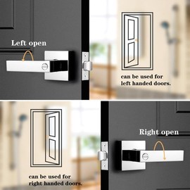 Probrico Heavy Duty Privacy Door Handle Lever with Contemporary Square Design for Home Bedroom or Bathroom in Polished Chrome [Universal Handing] 1 Pack
