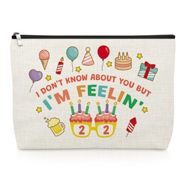 22 Year Old Birthday Gifts 22nd Birthday Makeup Bag for Her Daughter Sister Best Friend Granddaughter Niece Turning 22 Cosmetic Bag Inspirational Gifts for Woman Female Girlfriend 22nd Travel Pouch