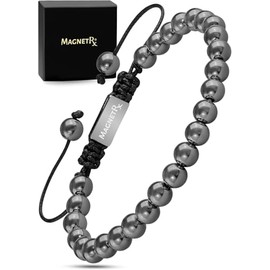 MagnetRX MagnetRX? Magnetic Hematite Bracelet C MAX Strength Magnetic Stones C Beaded Magnetic Bracelets for Men and Women (Classic 6mm Bead)