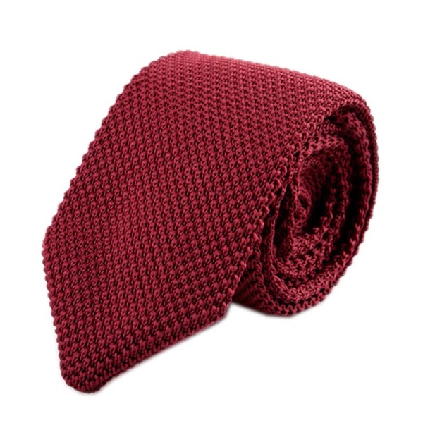 Secdtie Men Classic Wine Red Textured Knit Woven Silk Tie