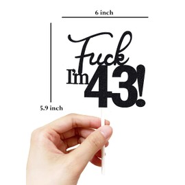 43 decoraciones para tartas, 43 decoraciones para tartas de cumpleaños, purpurina negra, divertida decoración para tartas 43 para hombres, 43 decoraciones para tartas para mujeres, 43 cumpleaños, 43 cumpleaños