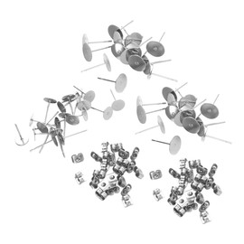 Healeved 200pcs Stainless Steel Earring Posts and Backs Hypoallergenic Flat Studs Dual Design for Secure Fit for DIY Jewelry Making and Craft Projects