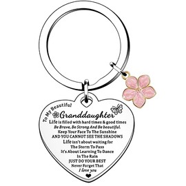 HULALA To My Beautiful Granddaughter I Love You Keyring Keychain Key Rings Gifts For Women Girls Birthday Christmas Presents