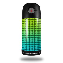 Skin Decal Wrap compatible with Thermos Funtainer 12oz Bottle Faded Dots Neon Teal Green (BOTTLE NOT INCLUDED)