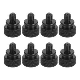 sourcing map 8Pcs M5x0.8mm Aluminum Thumb Screws, 12x16mm(ODxH) Computer Case Thumb Screws for PC Side Panel Motherboard Mounting Screw, Black