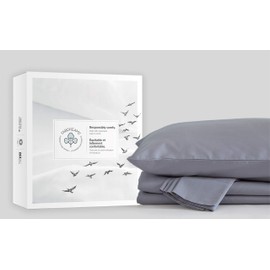 100% Organic Cotton Twin Light Gray Sheet Set | Sateen Weave | 3 Piece | 400 Thread Count | GOTS Certified | Soft Silky Shiny | Luxury Finish | Fits Upto 17" Deep Pocket Mattress | Sustainable