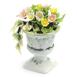 MyTinyWorld Dolls House Mixed Miniature Pink Flowers in an Urn