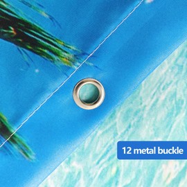 YISURE Summer Beach Coconut Palm Tree Shower Curtain 180x200cm, Tropical Island Blue Sky Limpid Water Ocean Shower Curtain for Bathroom, 71"x79"