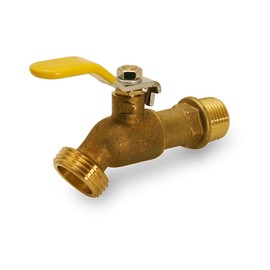 Midline Valve S3524 Boiler Drain Valve, with Lever Handle 1/2 in. MIP/SWT Inlet x 3/4 in. MHT Outlet, Lead-Free, Forged Brass