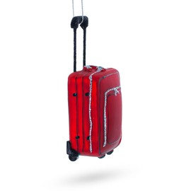 Vintage Red Luggage Blown Glass Christmas Ornament