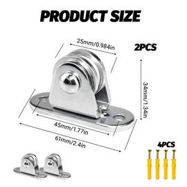 2PCS Pulley Wheel,Washing Line Pulley Kit, for Shade Sail Wave Awning Cover Kit Designed for Smooth Operation in Various Use with 4 Fixing Screws