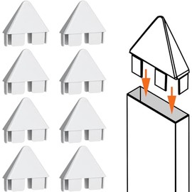 Pelopy 8 Packs Vinyl Picket Fence Caps 7/8" x 3" Vinyl Picket Fence Parts White Post caps for Outdoor Garden (Pointed Style)