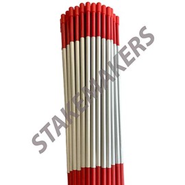 Driveway Markers, Red, 12 Pack, 4' x 5/16", Snow Stakes, Plow Stakes, Reflective Tape, Bundle of 12 Driveway Markers