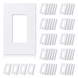 ELEGRP 1-Gang Screwless Decorative Wall Plates, Mid-Size Unbreakable Thermoplastic Faceplate Cover for Decorator Receptacle Outlet Switch, UL Listed (50 Pack, Matte White)