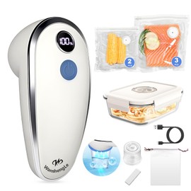 WanshengLe Airtight Food Storage Containers Set(Handheld Vacuum Sealer Machine + Glass Storage Container+ 5 Reusable Vacuum Bags),Portable Food Sealer, Glass Meal Prep Containers with Lids