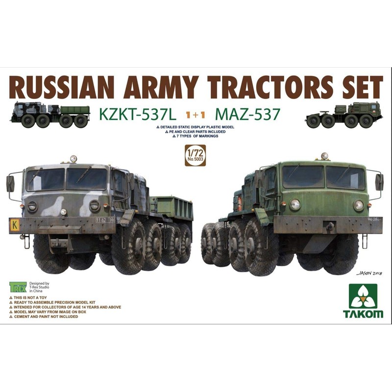 TAKOM TKO5003 TAK5003 Russian Army Tractors KZKT-537L & MAZ-537 1+1-1/35,