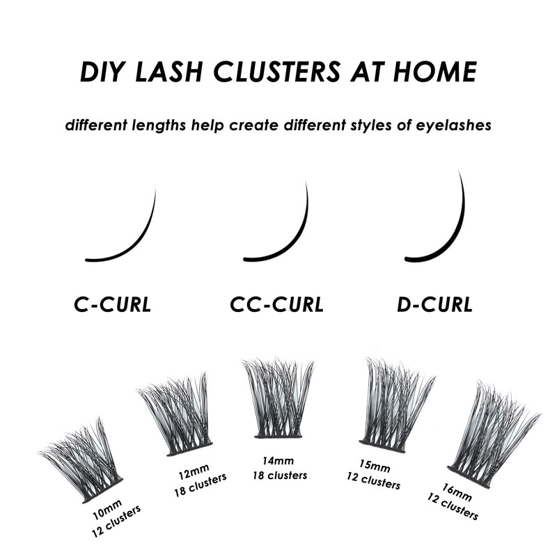 Lanciley Individual Lashes 72 Clusters Lashes C CC D Curl