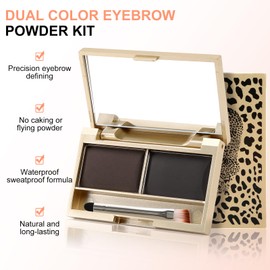 Boobeen Eyebrow Powder Kit, 2-color Waterproof Eyebrow Palette Makeup to Definer & Filler Brows, Eyebrow Color Powder Shape Natural Looking Brow - with Mirror Brush