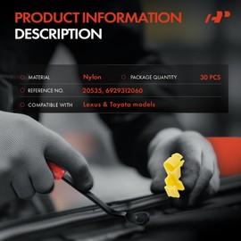 A-Premium 30PCS Nylon Door Lock Handle Snap Retainers Clips Compatible with Toyota Camry 1992-1996, Tacoma 1995-2004, Previa 1991-1997 & Lexus RX300, ES250, ES300, IS300, LS430, SC430 - For 8.5mm Hole