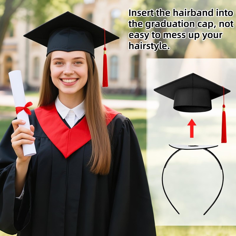 LQTSLFM Bachelor Hat Headband, Graduation Hat Headband Insert, Black, Graduation