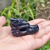 TEAMWILL 2" Natural Obsidian Crystal Dragon Head Statue Realistic Black