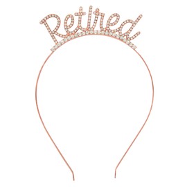 Retirement Tiara, Rhinestone Retired Tiara for Women Glitter Officially Retired Crown Retirement Gifts for Retirement Party Decorations Supplies A7TXFG-rose gold