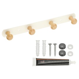 uxcell 11 Inch Coat Rack Wall Mount, Coat Hooks Adhesive Mounted Entryway Wall Mounted Rack with 4 Hooks for Hanging Clothes Towel Hat Key, Bags, White