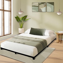 Alderose 3 Inch Bed Frame Full Low Profile, Full Size Bed Frame, Heavy Duty Metal Platform No Box Spring Needed, Easy Assembly Mattress Foundation, No Noise, Black