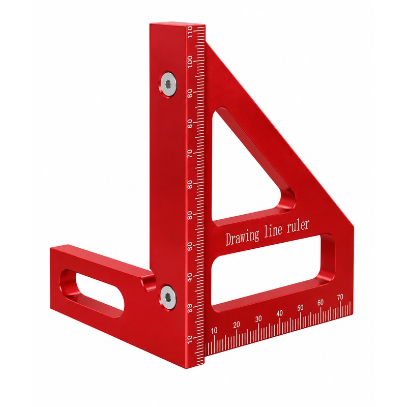 3D Woodworking Square Ruler, Aluminum Alloy 45°/90° Multi-Angle Measuring &