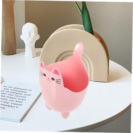 Hohopeti cat Shaped Trash can Kitchen Garbage bin Cartoon Waste Basket Dorm Trash can Tiny Trash can Little Trash can Mini Desktop Wastebasket Pen Container Tableware Child pp Desktop Box