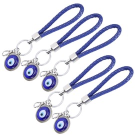 5Pcs Evil Eye Keychain, Lucky Eye Keychain Blue Turkish Amulet Pendant Keyring Jewelry Holiday Gift Craft
