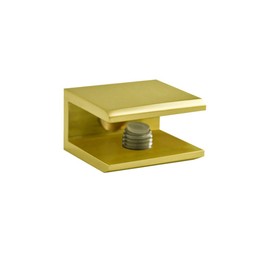 Dulles Glass Floating Shelf Brackets, Square Clamps Heavy Duty, Polished Brass, for Glass, Wood, Acrylic Wall Mounted Shelf Support. 1 Piece