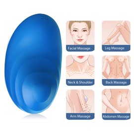Junroaly Facial Massager, Neck Face Massage Tool, Mini Electric Cordless Massage Multi-Function Modes Body Massager for Women Gift(Blue)