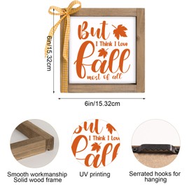 pechpell I Love Fall Most of All Sign, Wooden Autumn Decorative Signage Plaques Decor, Indoor Table Shelf Mantel Tiered Tray Desk Wall Art Mantle Rustic Farmhouse Decorations for Home