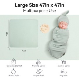 BubblePanda Rayon Made from Bamboo Baby Swaddle Blanket,2 Pack Soft & Breathable Receiving Blankets for Infant Newborn, Swaddle Wrap for Babies Girl and Boy, 47 x 47 Inch, (Sage & Oat)