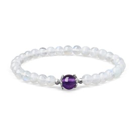 COAI Women's Beaded Bracelet Amethyst Moonstone Bracelet Crystal Bracelet for Women