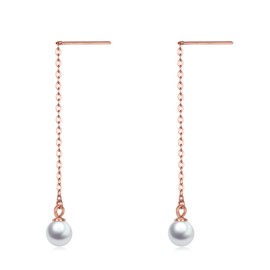 YAFEINI Pendientes de perlas de agua dulce de plata de ley con cadena larga, pendientes de perlas colgantes, joyería hipoalergénica para mujeres