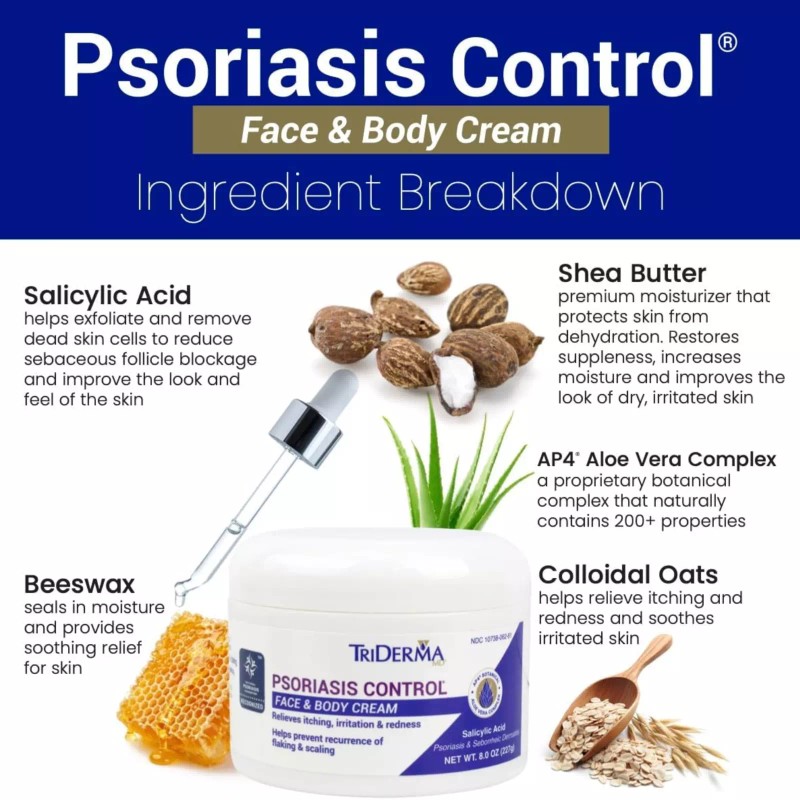 TriDerma Psoriasis Control Face & Body Cream, No Cortisone, Moisturizing