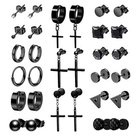 15 Pairs Earrings for Men - Dainty Stainless Steel Stud Earrings Black Helix Earrings Set for Men Women Jewelry Piercing Hoop Earrings Kit