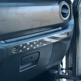 Decal Concepts American Flag Passenger Grab Bar Handle Accent Decal Kit - (Fits Jeep Gladiator 2020-2023) (Black-White Distressed)