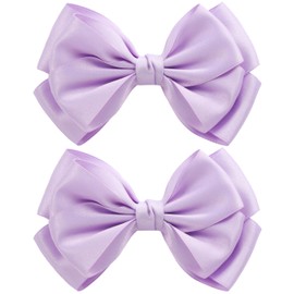 ZOLYCO Large Big 6 Inch Hair Bows for Girls Thick Ribbon Boutique Alligator Clips Hair Accessories for Baby Girls Toddlers Kids Teens 2 PCS (Light Purple)