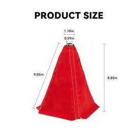 Honibaoto Car Shift Boot Cover, Suede Leather Shift Knob Boot Dust Cover, Manual/Auto Shifter Boot Sleeve Replacement, Handbrake Gaiter Boot Dust Cover Car Interior Accessories (Red&White)
