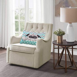 EKOBLA Throw Pillow Cover Pug Love Quote Animal Funny Dog Cute Puppy Cool Pet Chevron Geometric Trellis Decor Lumbar Pillow Case Cushion for Sofa Couch Bed Standard Queen Size 20x30 Inch