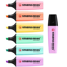 STABILO BOSS - Rotuladores originales en colores pastel - Juego completo de 6 + Lilac Haze