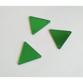 50PCS Sew On Triangle Mirror Piece, DIY Mirrored Rhinestones for Costume Evening Dresses Cloth Garment Decoration Accessory (2x2cm, Green)