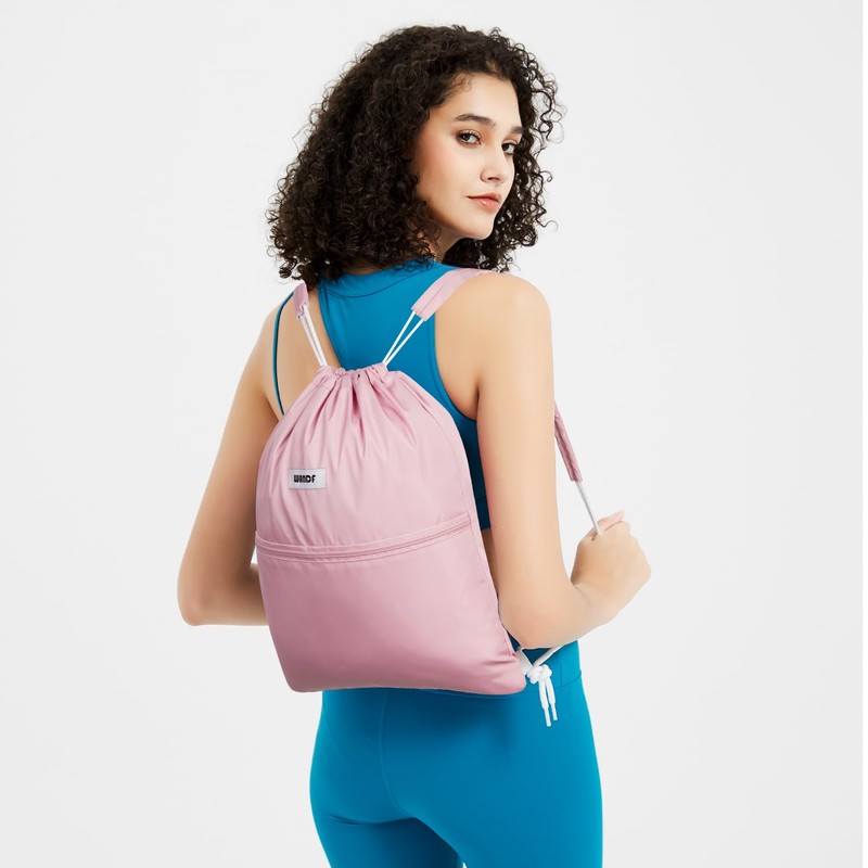 WANDF Drawstring Backpack with Shoulder Pads Sports Gym Bag Water