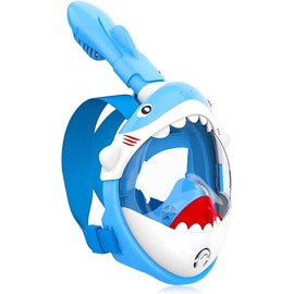 Snorkel Mask, 180° Super Wide Angle, Kids Diving Mask, Full Face Mask, Anti-Fog and Leak Proof Diving Mask, Sports Camera, Underwater Mask, Snorkeling Equipment, Free Breathing, Unisex (Blue)